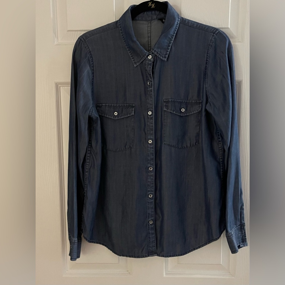 White House Black Market Denim Button Down Shirt